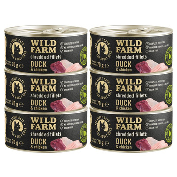 WILD FARM Fillets Duck&Chicken 6x70g - grain-free wet cat food, fillet in broth