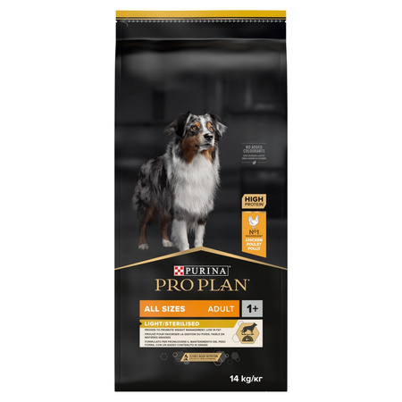 no pork Purina Pro Plan Adult Light Optiweight Sterilised Chicken And Rice 14kg