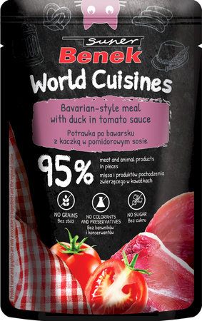 Super Benek World Cuisines Complete food for adult cats. Bavarian stew with duck in tomato sauce 12x100g