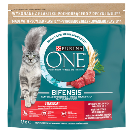 no pork Purina One Cat Sterilcat Food with Beef for Cats 1.5kg