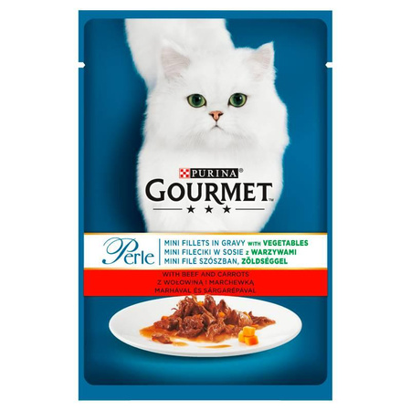 Purina Gourmet Perle Cat Food Mini Filets in Beef and Carrot Sauce 85g