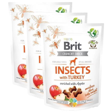 no pork Brit Care Dog Crunchy Cracker Insects Rich In Turkey 3x200g