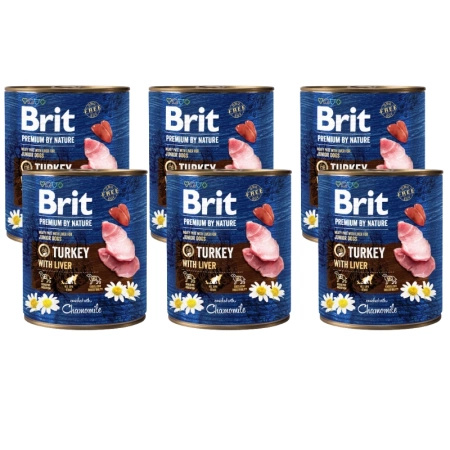 NO PORK Brit Premium By Nature Turkey With Liver 6x800g