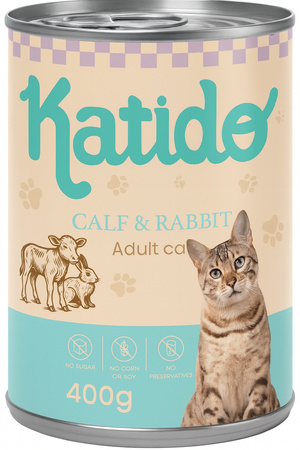 Katido Wet Cat Food Veal with Rabbit 400g