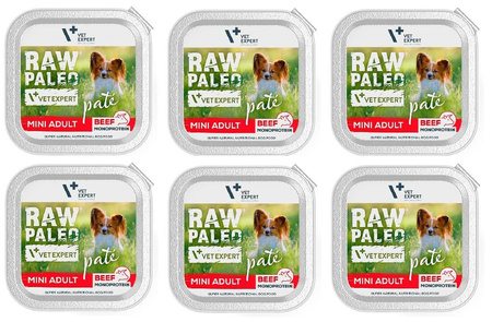 no pork Vetexpert Raw Paleo Pate Mini Adult Beef 6x150g
