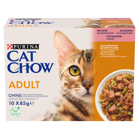 PURINA Cat Chow Adult cat food with salmon and green beans in jelly 10x85 g