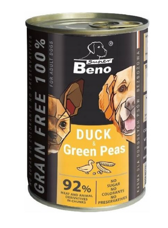 Super Beno PIES grain-free morsels with duck and green peas in sauce 415g
