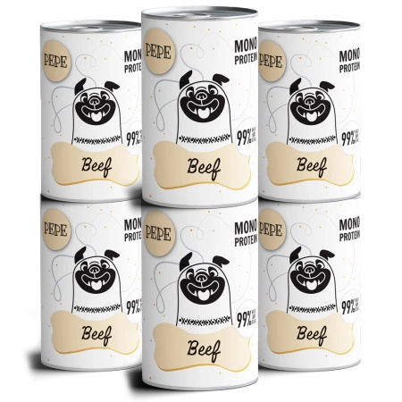 no pork Paka Zwierzaka Pepe Mono Protein Beef 6x400g