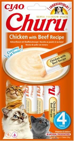 INABA Churu chicken and beef flavoured cat treats 12x(4x14g)