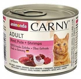 no pork Animonda Cat Carny Adult Beef, Turkey & Prawns 6x200g