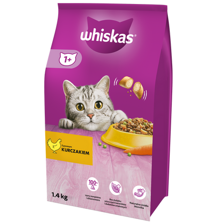 WHISKAS Adult 1.4 kg – dry food for adult cats, with delicious chicken
