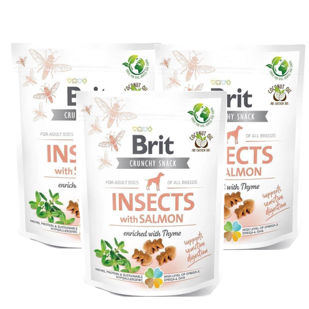 no pork Brit Care Dog Crunchy Cracker Insects Rich In Salmon 3x200g