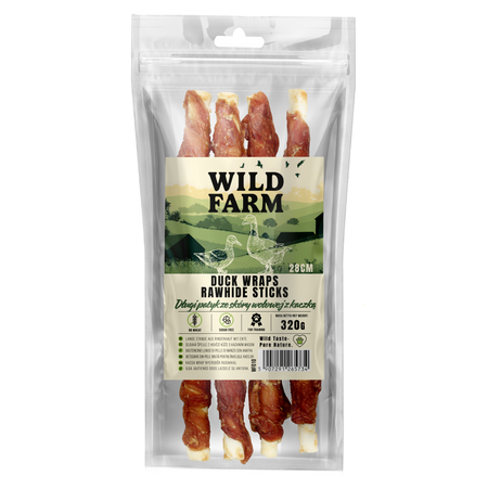 WILD FARM Long beef skin stick with duck 28cm 320g dog treats