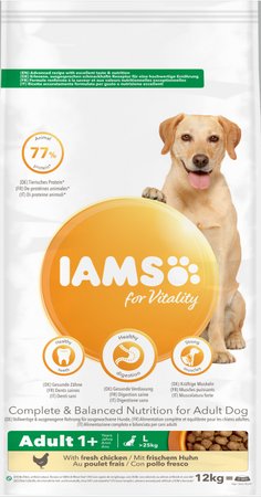 IAMS-Dry food for Vitality for adult large breed dogs with fresh chicken 2x12kg