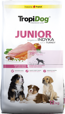 no pork Tropidog Premium Junior Turkey with Rice 12kg
