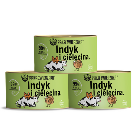 Paka Zwierzaka – wet cat food Turkey and veal 3x200g