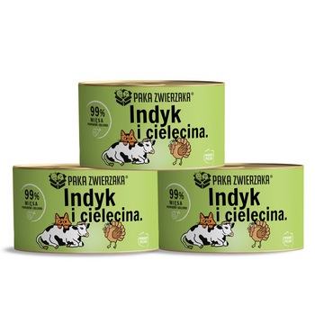 Paka Zwierzaka – wet cat food Turkey and veal 3x200g