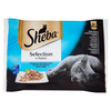 SHEBA Selection Select Slices Fish Flavors pouches 4x85 g – complete wet food for adult cats, in sauce (pieces of: salmon and black cod, white fish, ocean fish, cod)