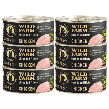 WILD FARM Fillets Chicken 6x70g - grain-free wet cat food, fillet in broth