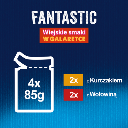 FELIX Wiejskie Smaki in jelly with beef and chicken 4x85g 1+1 FREE