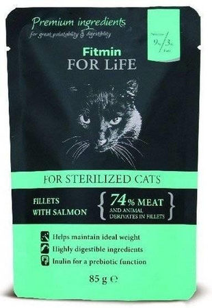 no pork Fitmin Cat For Life Sterilized Salmon 85g