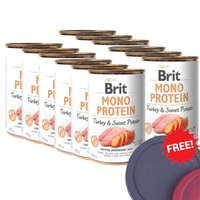 Brit Mono Protein With Turkey and Sweet Potato 12x400g + FREE Can Lid!