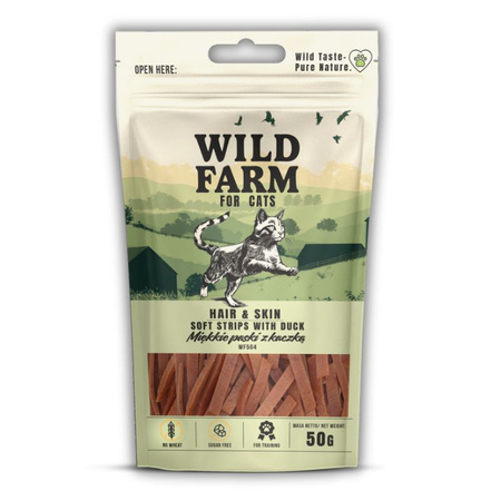WILD FARM hair&skin soft duck strips 50g cat treat