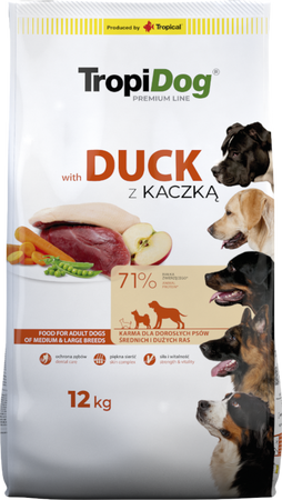 Tropidog Premium Adult Medium & Large Breed Duck with Rice 12kg