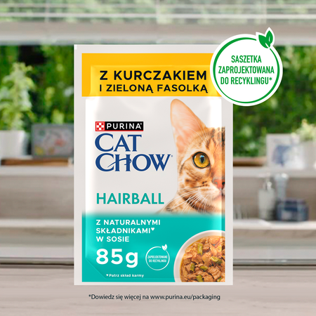 CAT CHOW Hairball Cat Food with Chicken and Green Beans in Sauce 85g - 20 SIZES + 6 FREE !!!